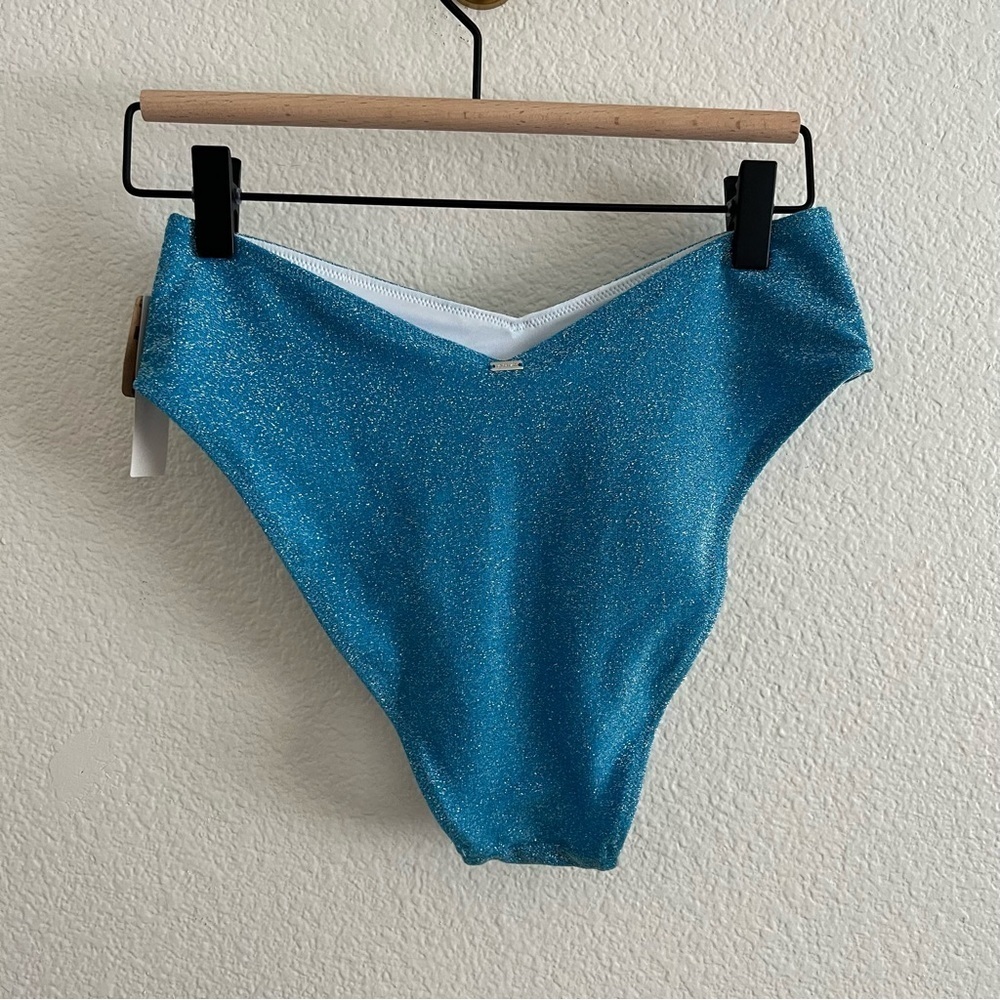 PINK VS NWT Blue Sparkle Bikini Bottom S - Picture 4 of 7